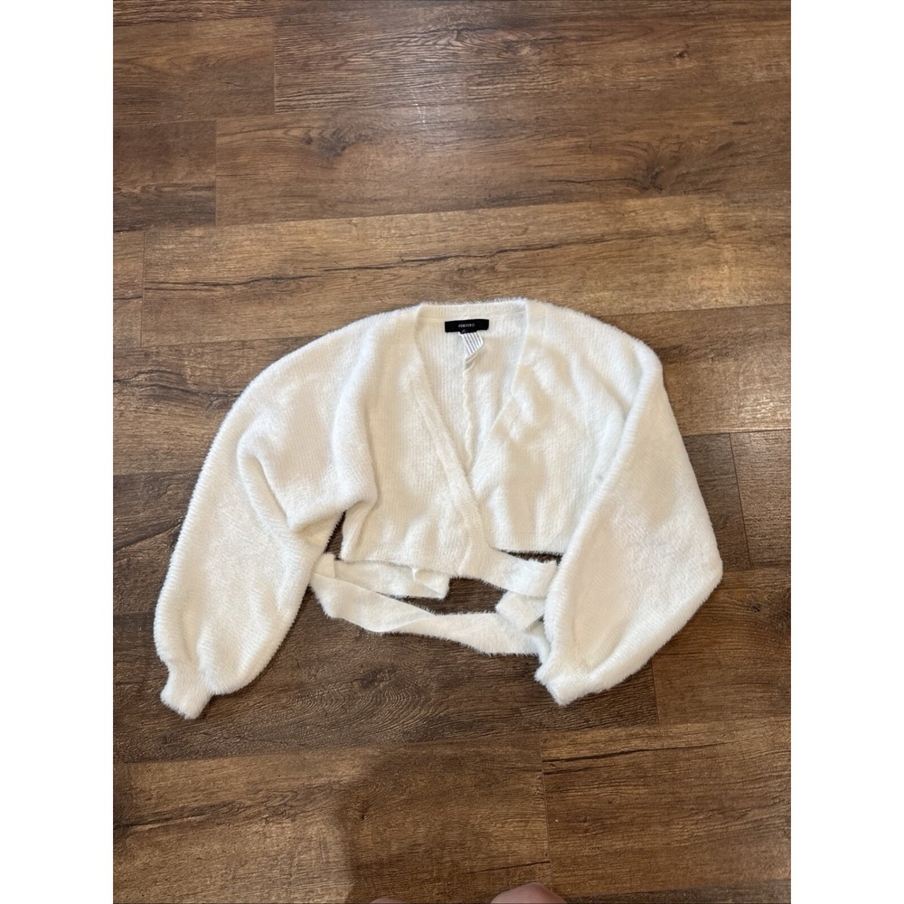 Forever 21 Cropped Wrap Jacket Faux Fur Large